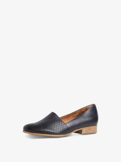 Tamaris Babouche En Cuir - Bleu | Chaussures Basses Et Pantoufles