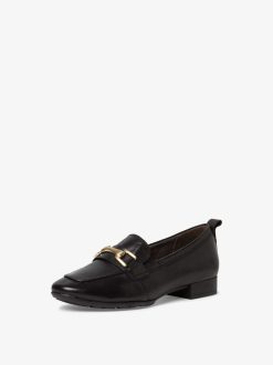 Tamaris Babouche En Cuir - Noir | Chaussures Basses Et Pantoufles