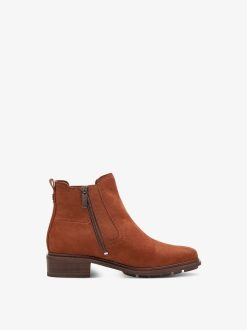 Tamaris Bottine Chelsea En Cuir - Marron | Bottines