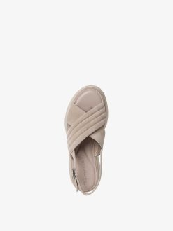 Tamaris Sandale A Talon En Cuir - Beige | Des Sandales