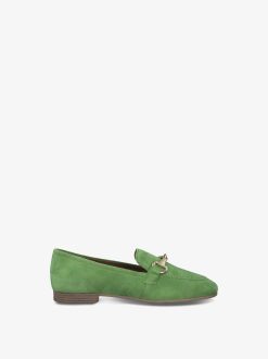 Tamaris Babouche En Cuir - Vert | Chaussures Basses Et Pantoufles