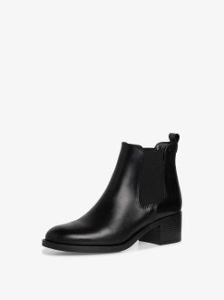 Tamaris Bottine Chelsea En Cuir - Noir | Bottines