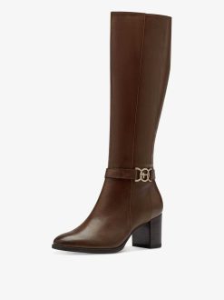 Tamaris Bottine En Cuir - Marron | Bottines