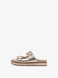 Tamaris Mule En Cuir - Or | Mules