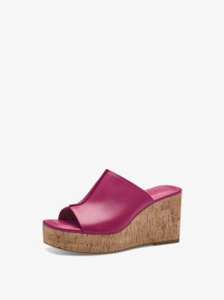 Tamaris Mule En Cuir - Rose | Mules