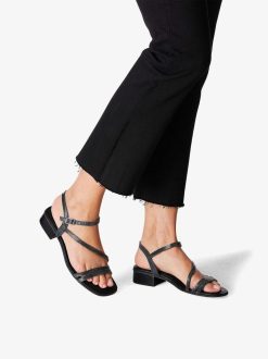 Tamaris Sandale A Talon En Cuir - Noir | Des Sandales