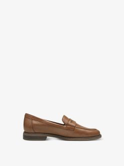 Tamaris Babouche En Cuir - Marron | Chaussures Basses Et Pantoufles