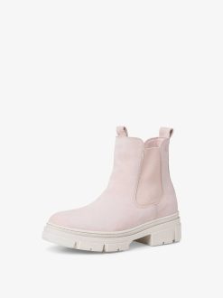 Tamaris Bottine Chelsea En Cuir - Rose | Bottines