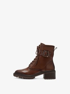 Tamaris Bottine En Cuir - Marron | Bottines