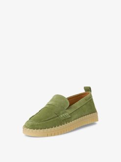 Tamaris Babouche En Cuir - Vert | Chaussures Basses Et Pantoufles