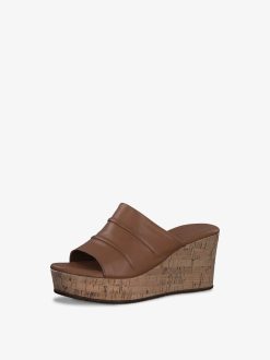 Tamaris Mule En Cuir - Marron | Mules