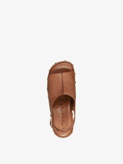 Tamaris Sandale A Talon En Cuir - Marron | Des Sandales