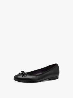 Tamaris Ballerine En Cuir - Noir | Ballerines