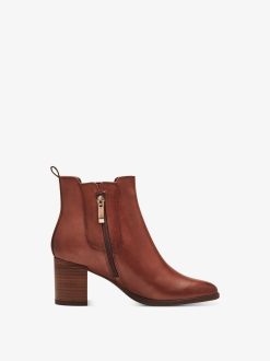 Tamaris Bottine Chelsea En Cuir - Marron | Bottines