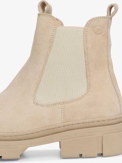 Tamaris Bottine Chelsea En Cuir - Beige | Bottines