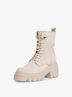 Tamaris Bottine En Cuir - Beige | Bottines