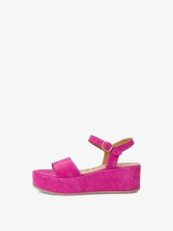 Tamaris Sandale A Talon En Cuir - Rose | Des Sandales