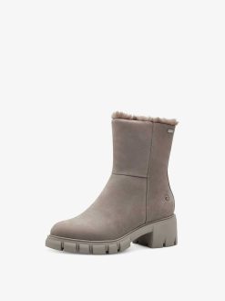 Tamaris Bottine En Cuir - Doublure Chaude Beige | Bottines