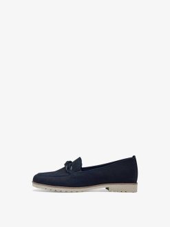 Tamaris Babouche En Cuir - Bleu | Chaussures Basses Et Pantoufles