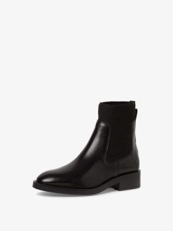 Tamaris Bottine Chelsea En Cuir - Noir | Bottines