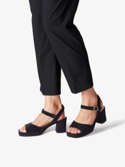 Tamaris Sandale A Talon En Cuir - Noir | Des Sandales