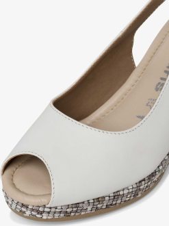 Tamaris Sandale A Talon En Cuir - Blanc | Des Sandales