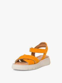 Tamaris Sandale A Talon En Cuir - Orange | Des Sandales