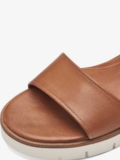 Tamaris Sandale A Talon En Cuir - Marron | Des Sandales