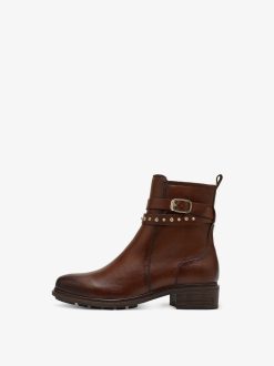 Tamaris Bottine En Cuir - Marron | Bottines