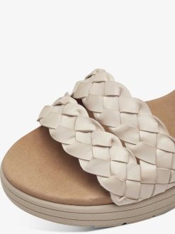 Tamaris Sandale A Talon En Cuir - Beige | Des Sandales