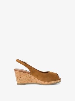 Tamaris Sandale A Talon En Cuir - Marron | Des Sandales