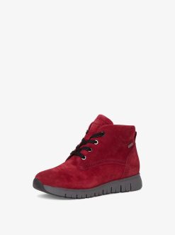 Tamaris Bottine En Cuir - Rouge | Bottines