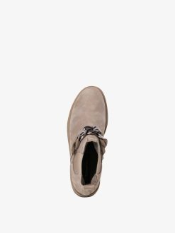 Tamaris Bottine Chelsea En Cuir - Beige | Bottines