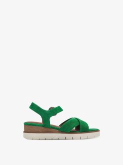 Tamaris Sandale A Talon En Cuir - Vert | Des Sandales