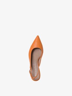 Tamaris Escarpins A Bride En Cuir - Orange | Pompes