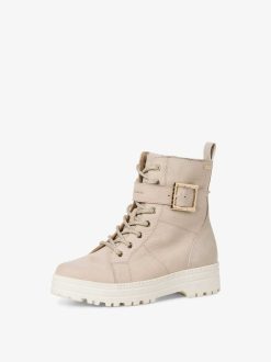 Tamaris Bottine En Cuir - Beige | Bottines