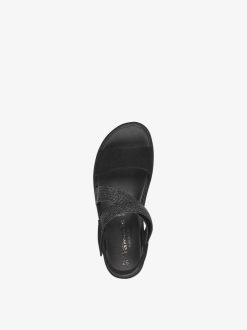 Tamaris Sandale A Talon En Cuir - Noir | Des Sandales