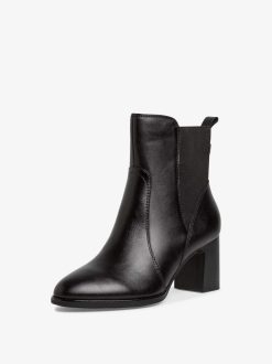 Tamaris Bottine Chelsea En Cuir - Noir | Bottines