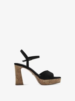 Tamaris Sandale A Talon En Cuir - Noir | Des Sandales