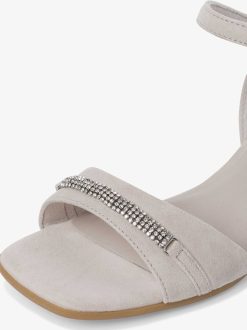 Tamaris Sandale A Talon En Cuir - Gris | Des Sandales