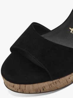 Tamaris Sandale A Talon En Cuir - Noir | Des Sandales