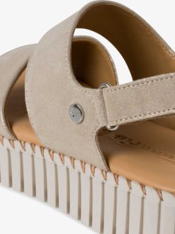 Tamaris Sandale A Talon En Cuir - Beige | Des Sandales