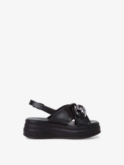 Tamaris Sandale A Talon En Cuir - Noir | Des Sandales