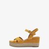 Tamaris Sandale A Talon En Cuir - Jaune | Des Sandales