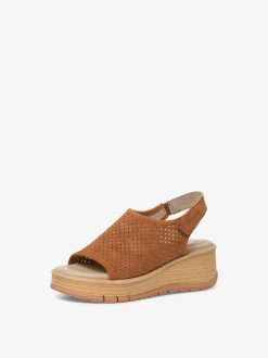 Tamaris Sandale En Cuir - Marron | Des Sandales