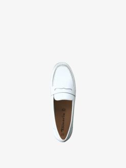 Tamaris Mocassin En Cuir - Blanc | Chaussures Basses Et Pantoufles