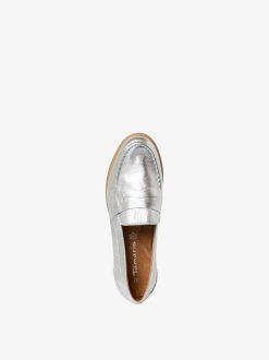 Tamaris Babouche En Cuir - Argent | Chaussures Basses Et Pantoufles