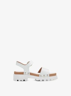 Tamaris Sandale A Talon En Cuir - Blanc | Des Sandales