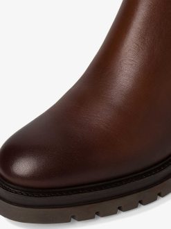 Tamaris Bottine Chelsea En Cuir - Marron | Bottines