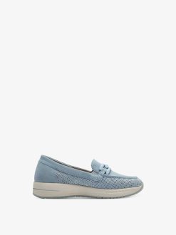 Tamaris Babouche En Cuir - Bleu | Chaussures Basses Et Pantoufles